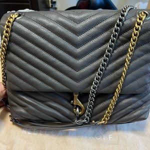 Rebecca Minkoff Edie Quilted Leather Shoulder Bag - Graphite